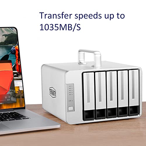 Terramaster D5 Thunderbolt 3 Professional-Grade 5-Bay External Hard Drive Enclosure Raid 0/Raid1/Raid5/Raid10/Jbod Hard Disk Raid Storage (Diskless) #TOP3