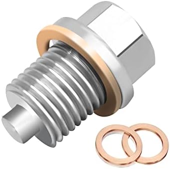 Oil Drain Plug, M14x1.5 Magnetic Oil Drain Plug Stainless Steel Oil Drain Plug with 2 Pcs Gaskets, Oil Pan Drain Plug Compatible with Ford Gm Hyundai Kia and More Select Models (M14*1.5)
