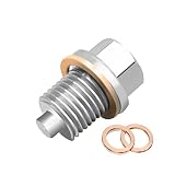 Oil Drain Plug, M14x1.5 Magnetic Oil Drain Plug Stainless Steel Oil Drain Plug with 2 Pcs Gaskets, O