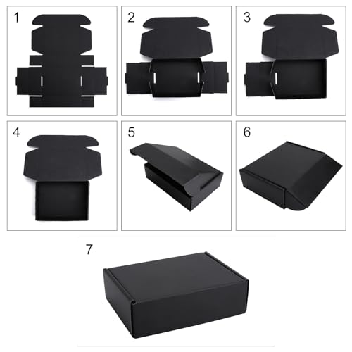 GZRXIOUS 6 Stück Geschenkboxen Schwarze Versandkartons, 17 X 12 X 5 cm Pappschachteln mit Deckel Faltschachtel Geschenk Box für Geschenke, Hochzeit, Party, Kleine Unternehmen