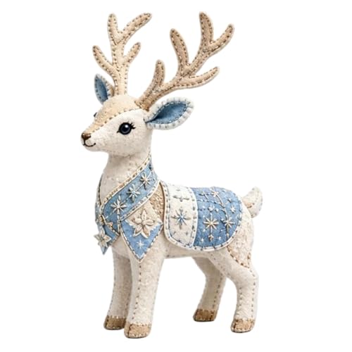 Kit de costura para principiantes | Bonito Reno Amigable Para Principiantes DIY Precortado | Kit de decoración de fieltro hecho a mano | Para escritorio, estantería, oficina, hogar, clase de arte y
