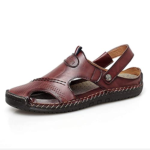 Sandalias Deportivas para Hombre Verano Playa Senderismo Trekking Zapatillas Cuero Transpirable Casuales Zapatos Ajustable Cover