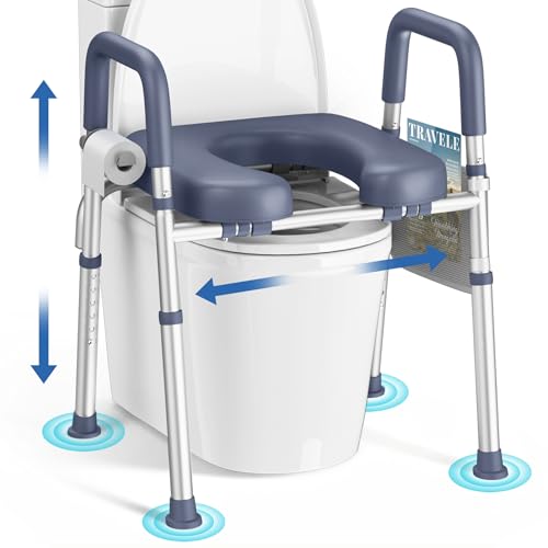 Image of KEKOY Toilet Seat Risers for Seniors, Adjustable Height Width, Fits Most