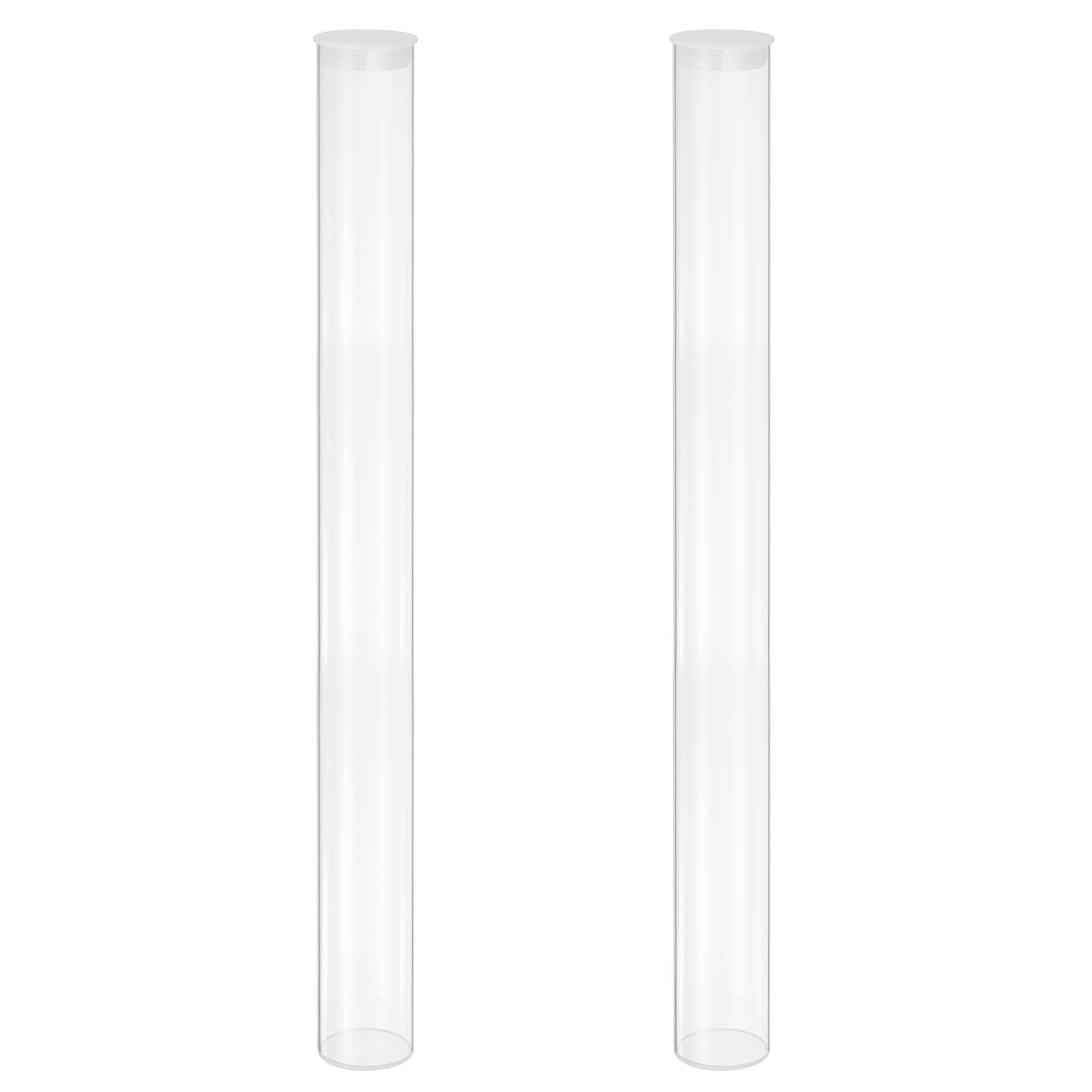 MECCANIXITY Transparent Plastic Storage Tubes, 2" x 20"(50x500mm) Polycarbonate Clear Rigid Round Storage Tubing with Black Lid, 2 Set