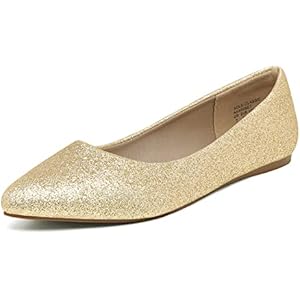 DREAM PAIRS Women's Dress Pointed Toe Flats Ballet Comfort Soft Slip On Casual Flat Shoes for Work Office Business 9 Gold/Glitter