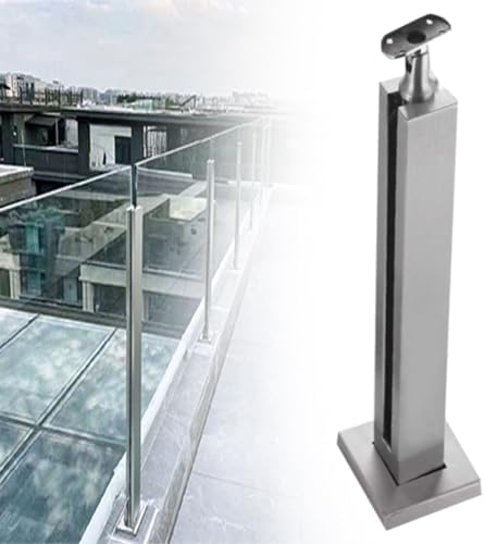 Adjustable 32in Heavy Duty Stainless Steel Stair Baluster Posts for Indoor & Outdoor Railings, Durable Stair Railing Columns, Fence Support (B-Edge)