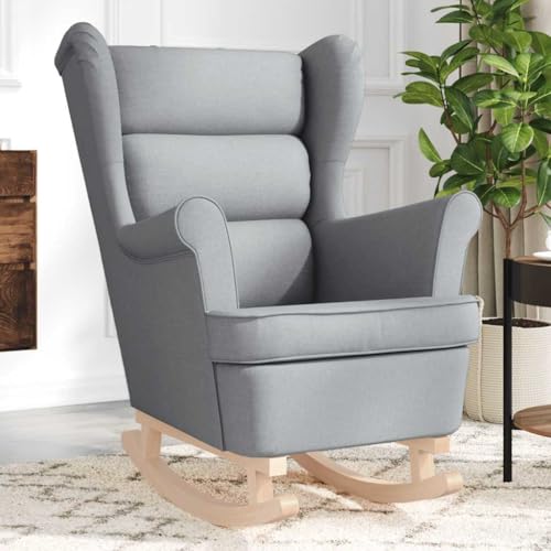 Vetnasa Silla Mecedora de Tela Gris Claro 74x90x102 cm Mobiliario, Sillas, Sillones Gris 25,2 KG