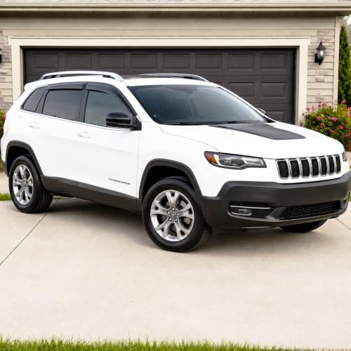 Image of 2014-2023 Tape-On Rain Guards for Jeep Cherokee Side Window Visor Deflectors, KL Latitude Altitude Limited Trailhawk X, Durable Tinted Vent Shades 2015 2016 2017 2018 2019 2020 2021 2022