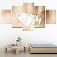 SIGNWIN 5 Panel Canvas Wall Art Birds Butterfly Closeup Colorful Contemporary Home Office Modern Art Multicolor Photography for Home Decorations Ready to Hang - 60