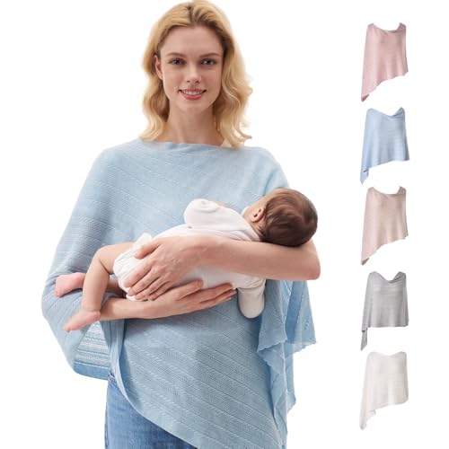 Image of Momcozy Ultra-Light Nursing Cover for Breastfeeding, Soft Breathable Tencel™ Lyocell Fabric, Multi-Use Feeding Shawl, Newborn Essentials Must Haves(Blue)