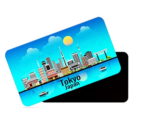 Image of dhcrafts Rectangular Rubber Fridge Magnet /Magnetic Card Blue Japan Tokyo Design Pack of 1 (8.6cm x 5.4cm)