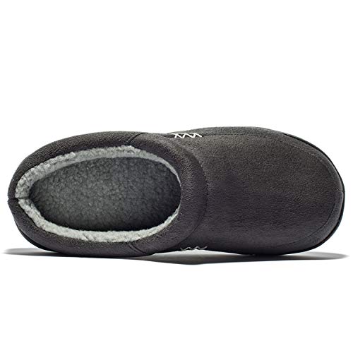 Image of NewDenBer Men's Warm Memory Foam Slippers Suede Plush Fleece Lined Slip on Indoor Outdoor Clog House Shoes