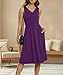 NILOUFO Women's Summer Casual Sun Dresses Tank V Neck Cute Dress with Pockets (B:Purple, Medium)