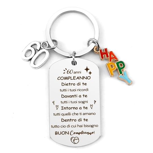 QONCV Regalo Compleanno, Portachiavi Compleanno, 60 Anni Donna 60 Anni Uomo...