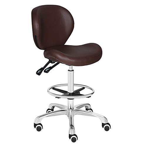 Super Big Clearance! Kaleurrier Adjustable Stools Drafting Chair with Backrest & Foot Rest,Tilt Back,Peneumatic Lifting Height,Swivel Seat,Rolling wheels,for Studio,Dental,Office,Salon and Counter,Home Desk Chairs (Brown) One-Day Sale: Up to 50% Off Kaleurrier Adjustable Stools Drafting Chair with Backrest & Foot Rest,Tilt Back,Peneumatic Lifting Height,Swivel Seat,Rolling wheels,for Studio,Dental,Office,Salon and Counter,Home Desk Chairs (Brown)