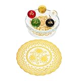 Garneck 五行運勢高めるガラス球の装飾セット 120cmトレイ付き 5個 ガラスボールゴールドインゴットボックス 台座付きデスクトップや新居祝いに最適