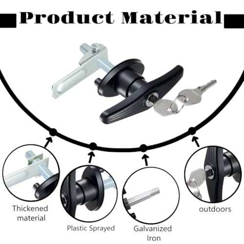 Image of Truck Cap Locking T-Handle, Camper Shell Accessories, T-Handle Latch with Keyed Lock, Truck Camper Shell Lock, Key Alike Black T-Handle Locks (Left) for Most Truck