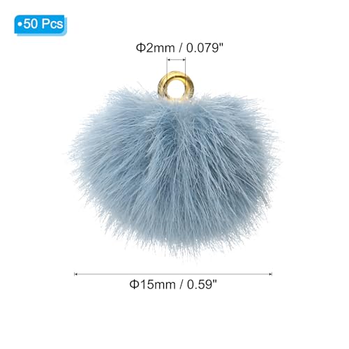 Breloques pompons en forme de petites boules bleu pour bijoux artisanaux - 3