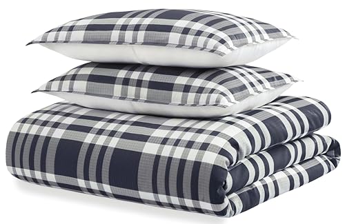 UGG 32553 Leonora California King 3-Piece Comforter Set Luxury Bedding Comforter and Two Pillow Shams Cozy Comfortable Reversible Machine Washable Hotel Style Bedding Set, King, Ocean Plaid