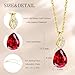FANCIME Ruby Necklace July Birthstone Necklace 14K Solid Yellow Gold Teardrop Pendant with Diamond Jewelry Gifts for Mom Women