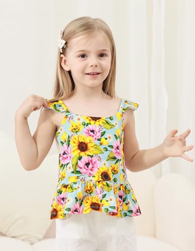 Image of Baby Girl Sleeveless T-Shirts Toddler Infant Girls Tank Top T-Shirt Viscose from Bamboo Summer Cool Tees 3Months-5T