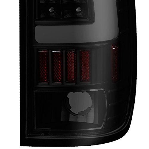 AKKON Black Smoke LED Tail Lights For 97-03 F150, 99-07 Super Duty - Pair, Gunmetal Smoke Lens