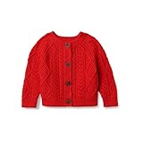 Amazon Essentials x Sofia Grainge Cardigan da pescatore Unisex Bimbi, Rosso, 0-3 mesi