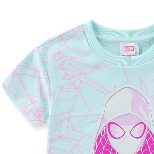 Image of Marvel Spider-Gwen Ghost Spider Girls French Terry Short Sleeve T-Shirt and Shorts Set for Toddler to Big Kids