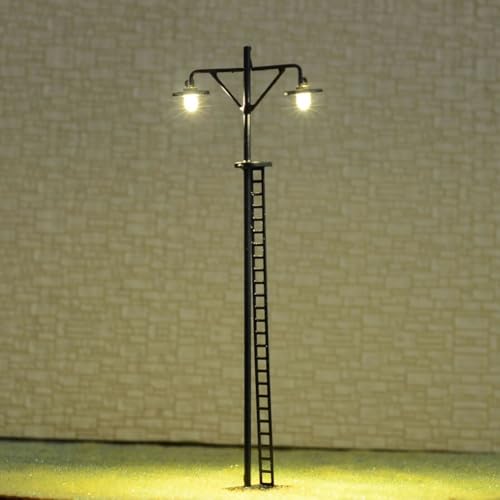 4 Pack HO Scale LED Yard Light Model Railway Track Lights Model Train Railroad Street Station Lamp Post for HO Scale Layouts(A)