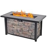 YATEMATE 48' Metal Top Fire Pit Table Propane Gas Firepit Rectangular Fire Table 48In 50,000 BTU for Outside Patio Backyard Deck Balcony