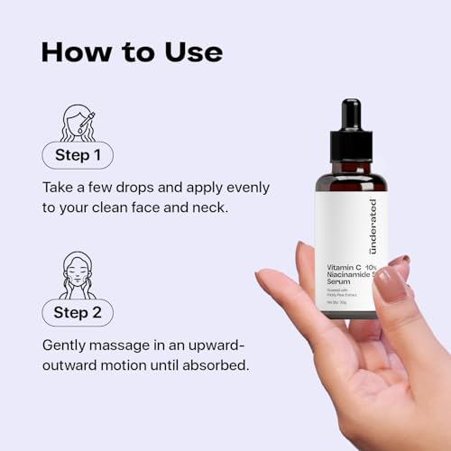 Image of Underated 10% Vitamin C Face Serum with 5% Niacinamide | For Glowing Skin | Brightening, Pigmentation & Dark Spot Reduction | For All Skin Types | 30 g