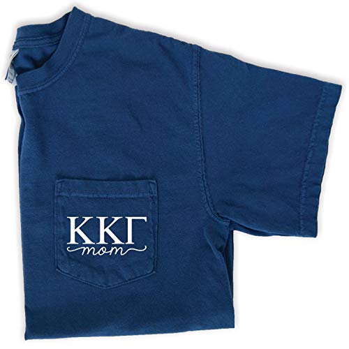 Kappa Kappa Gamma Mom Shirt | Sorority Comfort Colors Pocket Tee (Large) Navy