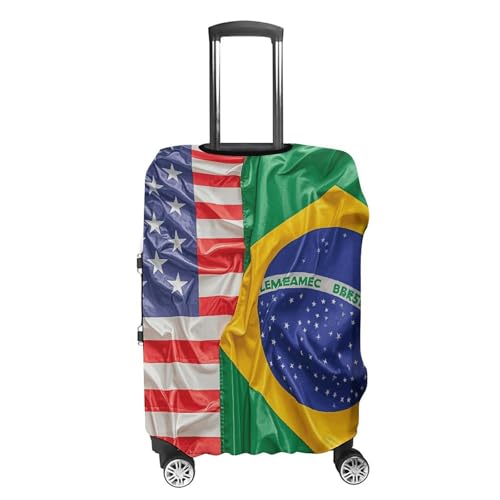American And Brazilian Flags Luggage Cover Tsa Approved Suitcase Covers for Luggage Elastic Washable Suit Case Covers Anti-Scratch Travel Luggages Sleeve Suitcase Protector Fits 19-30 Inch Case(XL)4