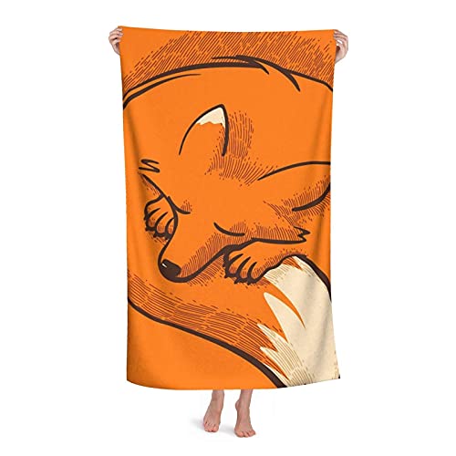 ZCHW Bath Blanket The Fox is Sleeping Soft Bath Towel Highly Absorbent Towels Beach Towel 80X130CM