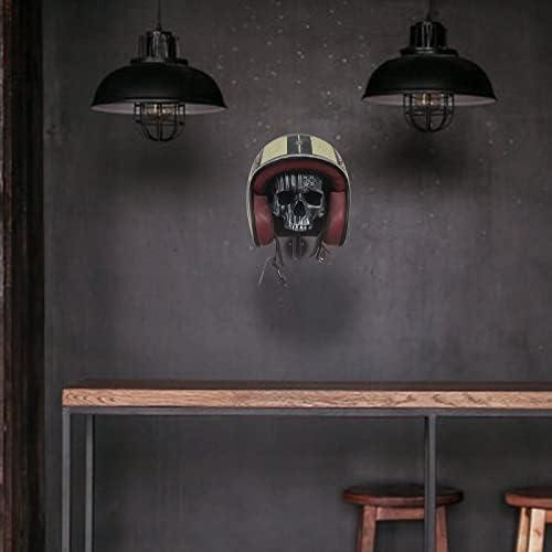 Motorcycle Skull Helmet Rack Wall Mount, Helmet Stand, Essential For Motorcycle Enthusiasts, Resin Crafts For Ghost Head Wall Decor, Gift For Motorcyclist (Skull Beard helmet holder)
