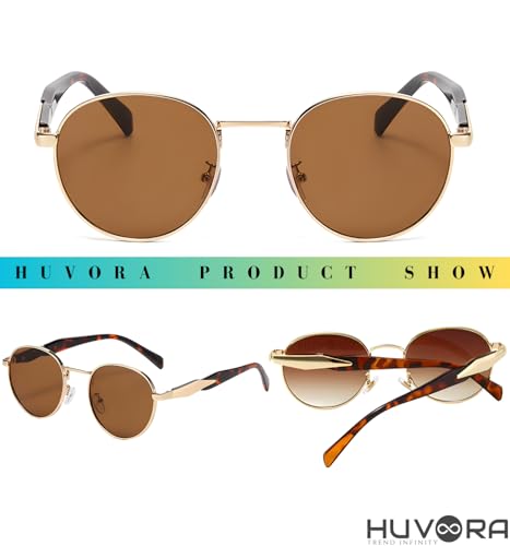 Image of Designer Ellipse Round Sunglasses for Men and Women - UV400 Protected Stylish Branded Goggles for Fashion Casuals Party Driving Travel - Metal Frame Unisex Retro Sun Glasses