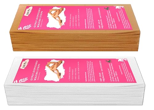 Image of Gypsy Non-woven Body Waxing Strips - 400 Pcs - Pack of 10 - Beige - Hair Removal Wax Strips for Full Body, Face, Legs, Underarms, Facial Eyebrow - Disposable & Anti-Bacterial.