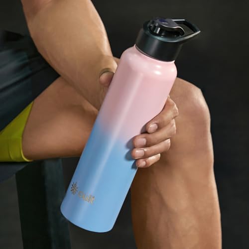 Image of CULT Stainless Steel Water Bottle 1 Litre with Sports Cap - Durable, Leakproof, Rust-Resistant, Easy to Clean, Lightweight & Portable - Ideal for Gym, Office, Travel & Outdoor Pink