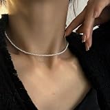 Boho Hochzeit Weißer Kleine Perlen Halskette Dünne Zierliche Perle Halsband Anhänger Mini Perlen Kette Braut Minimalistische Perlenbesetzt Choker Zarter Halsreif Niedlicher Vintage Einfache Frauen