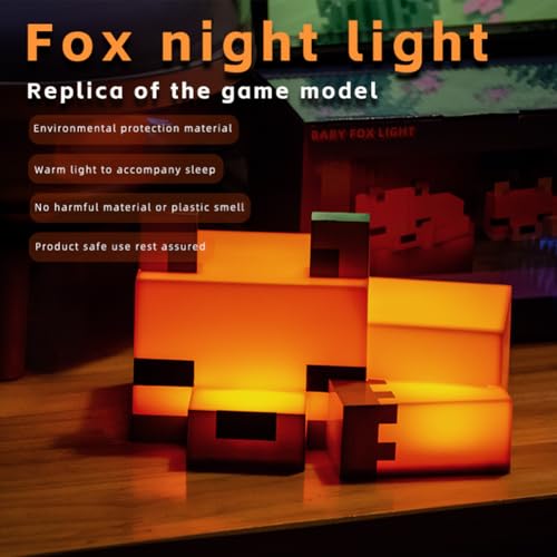 OVLENG Fuchs Nachtlicht Mcraft - Craft Fuchs-Lampe Wiederaufladbare Nachtlampe 7 Zoll, USB-C für Nachttischlampe für Wohnzimmer, Gaming, Studio, Zimmer, Geschenk für Jungs