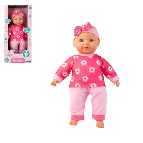 Dolly Tots Daytime Doll | 40cm Talking Childrens Dolly | Soft Bodied Toy | Dolls For Childrens Prams, Pushchairs, Strollers & Nurserys | 5 Interactive Sounds | Ideal First Doll For Toddlers | 18M+