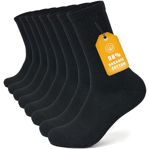 Brula Mens 98% Cotton Cushioned Crew socks Moisture-wicking Breathable Soft Athletic Performance Boot Socks