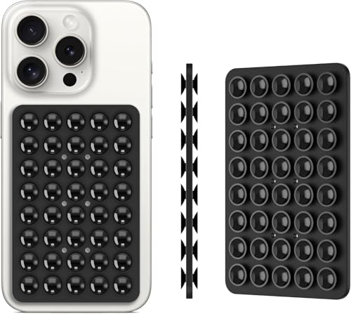 Image of EDNITA Suction Cup Phone Case Mount, Double-Sided Suction Anti Slip Silicon Sticky Phone Stand for iPhone and Android, Hands-Free Strong Grip Holder for Selfies and Videos (Black (Pack of 1))