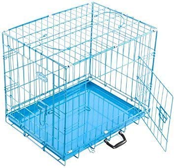 PSK PET MART Single-Door Folding Metal Dog 18 Inch Cage with Paw Protector