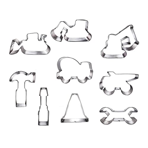 MYSUNBAR Konstruktion Ausstecher keksausstecher Set-9-teilig-Bagger Digger Traktor Bulldozer Muldenkipper Hammerschlüssel Bauwerkzeuge Schneider Plätzchen Ausstecher