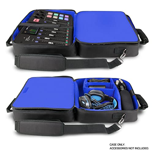 USA Gear Audio Mixer Case Fits RODECaster Pro II, Pro & Duo, GoXLR, & more Podcast Equipment - Podcast DJ Travel Bag with Customizable Interior, Scratch-Resistant Interior, Shoulder Strap (Blue) by USA Gear - Image 2