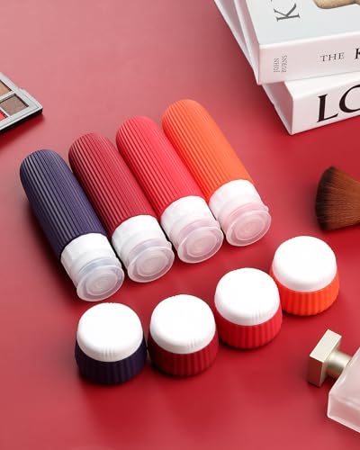 Image of Mrsdry Travel Bottles for Toiletries 8 Pack, TSA Approved 3 oz Travel Containers, Clear Bag, Leak Proof Silicone Squeezable Jars