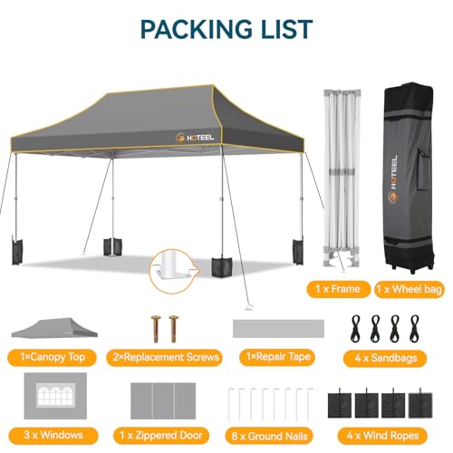 Image of Hoteel 10x15 Pop Up Canopy Tent, Heavy Duty with 4 Sidewalls, Commercial