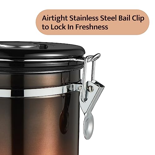 Veken Coffee Canister, Airtight Stainless Steel Food Storage Container With Date Tracker And Scoop For Grounds Coffee, Tea, Flour, Sugar, 22Oz, Copper #TOP2
