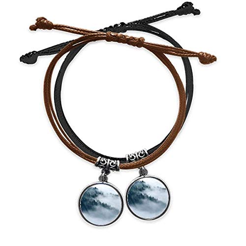 Bracelet cuir double d'exception Nuage de Brouillard Forest Mountain Sky DIYthinker